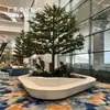 Banco luminoso de terrazo integrado en un foso de árbol, área de demostración del bloque de turismo cultural, banco de ocio con jardinera paisajística iluminada al aire libre.