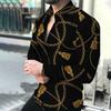 Comércio exterior europeu e americano Masculino novo casual personalidade moderno masculino manga longa 3D estampa digital camisa camisa transfronteiriça vestuário masculino
