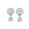 Nuevos pendientes de doble cuenta de plata esterlina S925, combinables con todo, femeninos, ligeros, de lujo, con bola de diamante de plata, modernos, sencillos, redondos, con hebilla para la oreja.