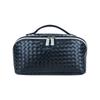 Bolsa Cosmética Multifuncional de Moda Estilo Ins de Gran Capacidad con Textura de Cuero PU con Patrón Tejido Caja de Almacenamiento de Cosméticos Bolsa Almacenamiento
