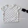 Camiseta de Lunares para Niña de Primavera y Verano, Camiseta Básica Versátil de Manga Corta con Estampado de Lunares para Bebé, Ajustada, Cuello Redondo
