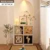 Estante de Livros de Madeira Maciça Estilo Medieval, Prateleira de Livros, Rack de Armazenamento de Chão, Armário Doméstico para Sala de Estar, Armário com Grade de Armazenamento, Armário de Exposição