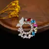 Broche Japonês e Coreano de Moda Transfronteiriço de Luxo para Mulheres, Fivela de Lenço com Strass, Fivela Anti-Exposição, Broche de Lapela de Cristal, Acessórios para Terno