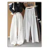 Calça moletom casual simples de outono, solta e modeladora, calça de perna larga versátil com um design de amarração moderno e um corte curvo retrô