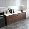 Barra de agua para empresa con gabinete integrado para té y agua, sala de té y agua de apoyo para el ocio, barra de café de mármol, estación de corte y lavado en oficina