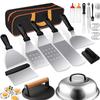 Conjunto de utensílios para assar de uma peça, grelha, teppanyaki, aço inoxidável, kit de raspador para churrasco, acampamento ao ar livre, churrasco