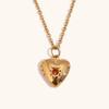 Collar con colgante en forma de corazón de acero inoxidable chapado en oro de 18 quilates con piedra de cumpleaños de diciembre para mujer, estilo transfronterizo europeo y americano