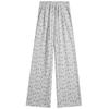145cm Nuevo Blanco Casual Floral Pantalones Deportivos para Mujer Verano Sueltos Rectos Pantalones Deportivos Pierna Ancha Pequeña 150