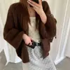 Outono e Inverno Novo Estilo Coreano Estilo Suave Ponto Abacaxi Suéter Macio, Cardigan de Tricô Versátil Soltinho Preguiçoso para Mulheres