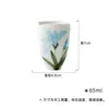 Xícaras de Chá de Porcelana Branca da Dinastia Tang e Song com Boca de Flor Pintada à Mão, Conjuntos de Chá Kung Fu para Uso Doméstico, Xícaras de Degustação com Borboletas Pintadas Sob Esmalte, Xícaras de Aroma Cerâmicas