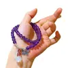 Pulsera de Plata 925 de 6mm de Amatista Natural Uruguaya Púrpura Real Vítrea de Círculos Múltiples