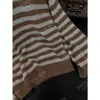 Corriste 26 Otoño Temprano Nuevo Estilo Lana de Alpaca Tejido de Color Lavado Enzimático Rayas Cuello Redondo Silueta Suéter de Punto para Mujer
