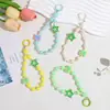 Cadena para Teléfono Móvil Serie Niña de Dibujos Animados, Pulsera de Muñeca con Perlas Macaron, Pulsera de Cuentas Pintada a Mano, Colgante Creativo