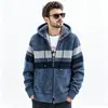 Cárdigan de punto grueso con capucha forrado de forro polar para hombre, otoño e invierno, con cremallera, chaqueta suéter cálida, talla grande, chaqueta casual forrada de forro polar