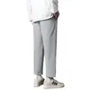Pantalones deportivos holgados versátiles de moda para hombre Verano Delgados Rectos de Pierna Ancha Pantalones Capri de Seda Helada con Caída para Hombre