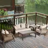 Novo Estilo Chinês Móveis de Sofá de Rattan para Exterior Cadeira de Rattan Sofá de Rattan Sofá de Rattan para Terraço Mesa de Centro de Imitação de Rattan para Exterior Combinação