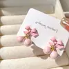 Brincos de Cereja com Laço Rosa Doces e Fofos Super Fada Menina Delicada Furos Pequenos nas Orelhas Incensário Repelente de Mosquitos