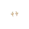 Pendientes de botón de plata de ley S925 chapados en oro de 18 quilates con forma de mini hoja, Pendientes de rama de olivo, Exquisitos pendientes de moda de alta gama estilo francés