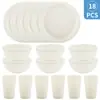 Juego de Vajilla Infantil Transfronterizo con Taza de Agua, Plato y Bol, Cuchillo, Tenedor, Cuchara, Plato y Plato de Plástico Colorido, Set de 30 Piezas para Exteriores