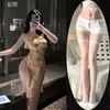 Nova lingerie sexy, floral transparente elegante, revelando o peito, cheongsam, sexy, desejo puro, provocante, sexy, não precisa tirar, revelando as nádegas, atacado