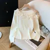 Camiseta Básica de Manga Larga con Inserciones de Malla Estilo Francés de Terciopelo Inspirada en Chanel, Nuevo Top Elegante Adelgazante para Otoño e Invierno