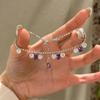 Según el fin de semana pulsera de plata de ley 925 extensible Xinghe para mujer pulsera simple nicho de circón amarillo 2024 rojo