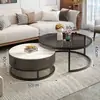 Mesa de centro de pizarra para sala de estar, uso doméstico, mesa de cristal templado, minimalista moderno, apartamento pequeño, lujo ligero, nuevo modelo 2026, redonda, minimalista