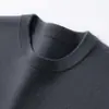 26 Nuevo Suéter de Cachemira para Hombre Otoño/Invierno, Cuello Redondo, Cálido, Color Sólido, Tejido de Manga Larga, Suéter Básico Casual de Negocios