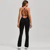 Macacão Beleza Transfronteiriça Sem Costas Pêssego Bumbum Roupa Esportiva Fitness Macacão de Peça Única Flare Macacão de Yoga 53202