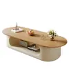 Mesa de Centro de Madera Maciza, Estilo Moderno Simple Crema Grado E1, Sala de Estar del Hogar Modelo Nuevo 2026 Mesa de Centro
