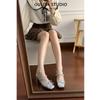 Sapatos Estilo Ballet de Uma Linha com Laço, Sapatos Mary Jane Femininos, Salto Grosso Estilo Pequeno Fragrante, Sapatos Femininos de Alto Nível
