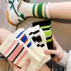Meias de Tricô Transfronteiriças Estilo College Meias Esportivas Longas Meias de Cano Médio com Listras Verticais Duplas Meias da Moda Versáteis Emagrecedoras