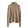 Suéter de punto nuevo otoño e invierno con cuello alto jacquard, jersey para mujer 100% cachemira pura, suéter cálido de manga larga color liso
