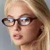 Óculos Fashion Cat-Eye que Mudam de Cor para Mulheres, Estilo de Luxo, Populares Online, Fazem o Rosto Parecer Mais Magro, Versátil, Anti-Luz Azul, Protetor, Óculos Sem Grau