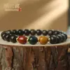 Pulseira tradicional de contas em formato de barril de pau-rosa preto com laço único, combinada com acessórios de pedras coloridas Alashan, pulseira de brinquedo cultural estilo chinês novo para atacado