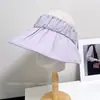 Chapéu de Sol Plissado Versátil de Cor Sólida para Mulheres, Chapéu Respirável Casual de Proteção Solar para o Verão, Chapéu de Sol para Viagem de Férias, Moderno