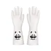 Luvas de limpeza protetoras transparentes brancas estampadas, à prova d'água e de poeira, para limpeza doméstica, luvas de lavar louça de verão, antiderrapantes e duráveis