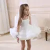 Novo Vestido Branco de Suspensório de Verão para Meninas, Vestido Princesa de Renda Fofa, Vestido de Aniversário Infantil Pronto