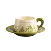 Conjunto de presente de xícara e pires de café de cerâmica de alta qualidade e requintado, perfeito como uma lembrança elegante ou um pequeno presente prático para o chá da tarde.