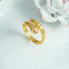 Lujo Ligero y Gama Alta Esmalte Punto Diamante Serpiente Oro Arena Vietnamita Anillo Abierto Diseño de Nicho Joyería Duradera