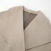 Nuevo Estilo Otoño/Invierno 2026 Abrigo Corto de Imitación Lana con Cuello Grande Doble Botonadura Holgado Superior Abrigo Casual Simple Europeo y Americano