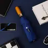 Nuevo Modelo de Paraguas Automático con 120 Varillas, Mango de Madera, Sensación de Alta Gama, Paraguas con Recubrimiento Negro para Protección Solar, Protección UV, Paraguas de Madera