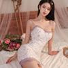 Lingerie Sexy Flertando Desejo Puro Garota Roxo Floral Qqny Suspensório Vestido Roxo Sexy de Renda Camisola
