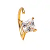 Ear Cuff Cuadrado de Circonita de Estilo INS Transfronterizo Europeo y Americano para Boda, Pendiente de Cobre Chapado en Oro Real de 18K de Alta Calidad para Mujer