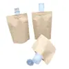 Bolsa con boquilla de papel kraft en stock 30 ml 50 ml 100 g empaque líquido 500 ml 1000 ml empaque autosoportante de boca inclinada