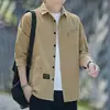 Camisa de algodão de sete mangas para primavera e outono masculina casual estilo Hong Kong casaco solto de trabalho algodão masculino atacado