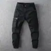 Pantalones de trabajo ligeros para hombre, corte slim retro, con puño, multibolsillos, pantalones largos casuales, pantalones deportivos de pierna estrecha para correr, tendencia, secado rápido