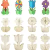 Flor de Madeira 3D Inacabada Transfronteiriça para Crianças DIY Pintura Graffiti Flores em Branco para Enfeites