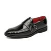 Zapatos de cuero con hebilla doble brillante y puntiaguda para hombre, estilo británico, estilo informal, mocasines, estilo punk, para boda, talla grande 46