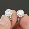 Pendientes de Flor Perforados de Imitación de Moissanita Luochen Lujo Accesible Gama Alta Brillantes Elegantes Exquisitos Versátiles Pendientes Pendientes